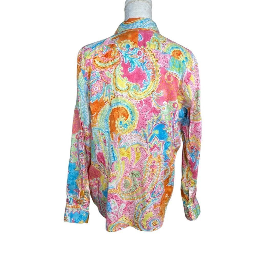 Chaps Unique Paisley Multicolored Button Down Top… - image 7